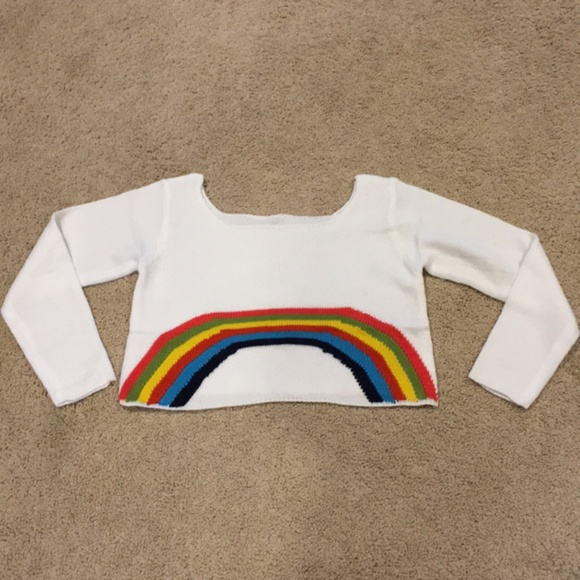 🔅Rainbow crop bikini cover up Beach tee sweater - Picture 7 of 8